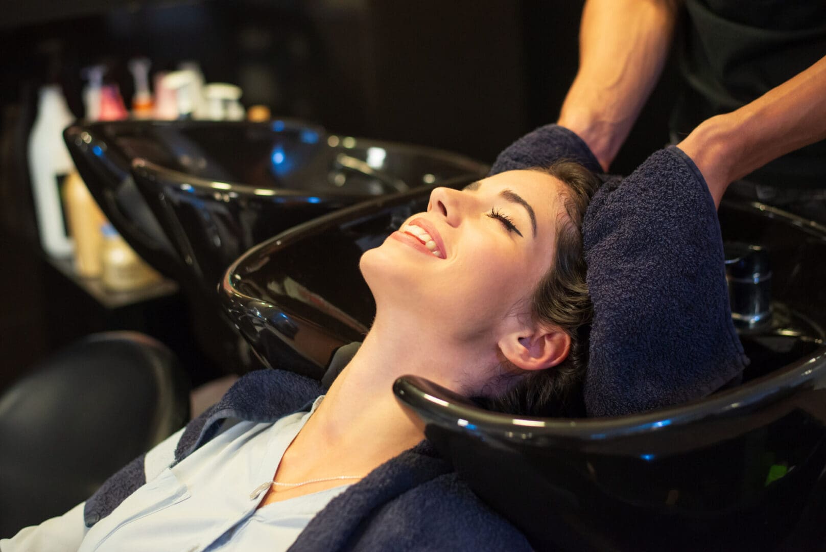 Relaxing hair treatment at beauty salon